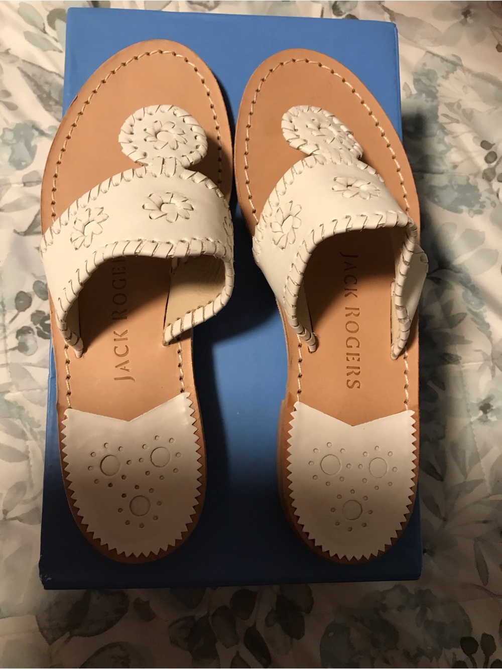 Jack Rogers White Leather Slide, Jacks Flat Sandals, NWT & Box (No Lid), Sz 7